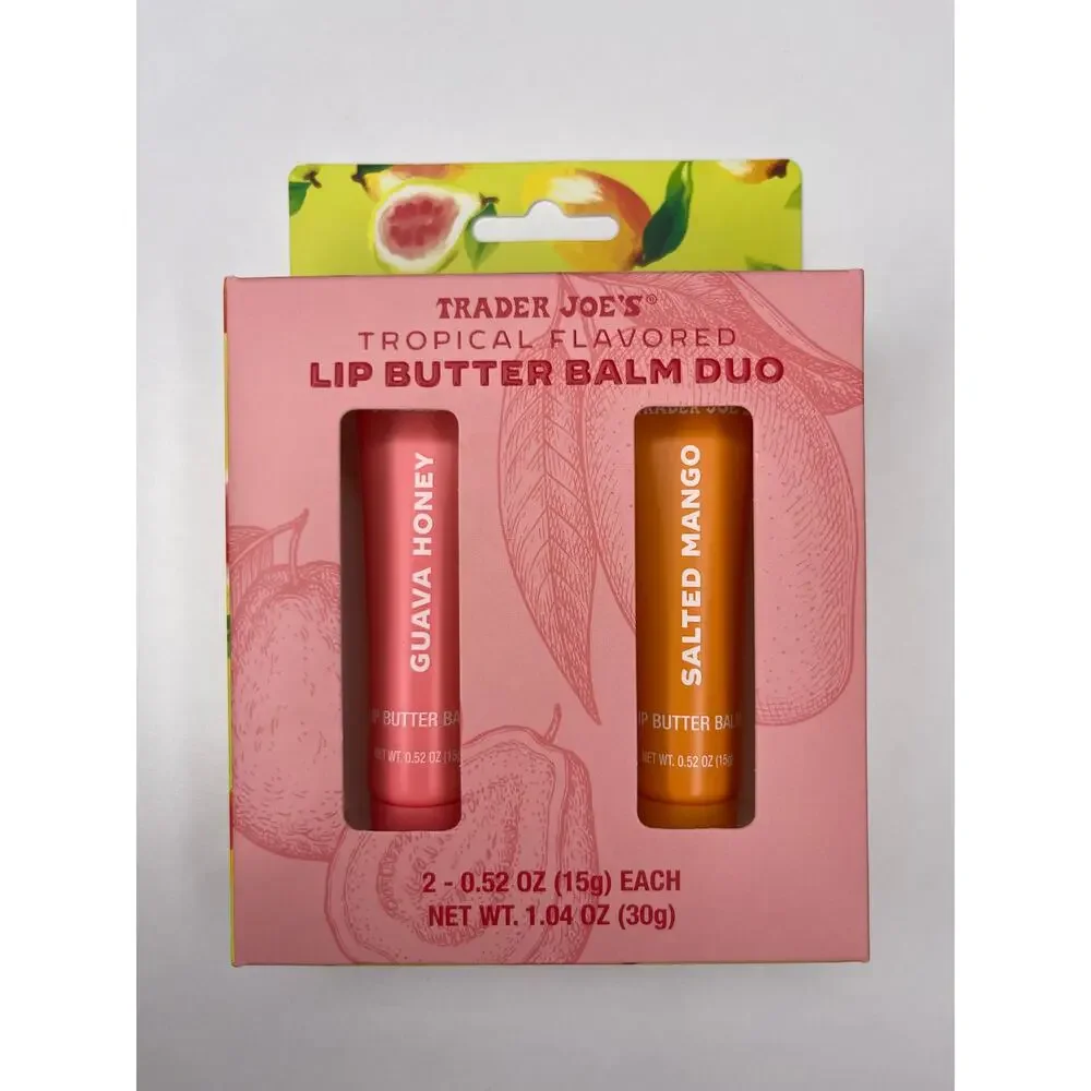 Trader Joe's — Lip Butter Balm Duo Guava Honey + Salted Mango Gift Set Box — NEW